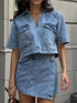 'Chara' Short Sleeve Top and Skort Denim Set - Celes Fashion